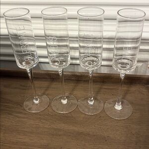 Pier 1 Engraved Champagne Flutes (4)